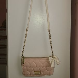 Betsey Johnson blush pink quilted hearts purse